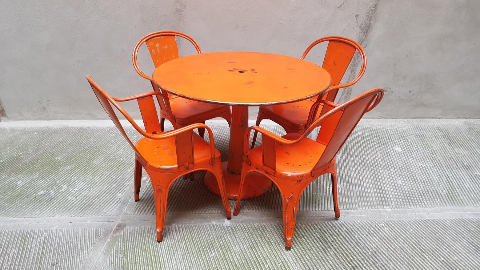 Mid-20th Century French Bistrot Metal Tolix Model C Chairs, 1940-1950 For Sale 1