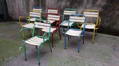Mid-20th Century, Different Colors French Bistrot Tolix Chairs Model T3, 1950