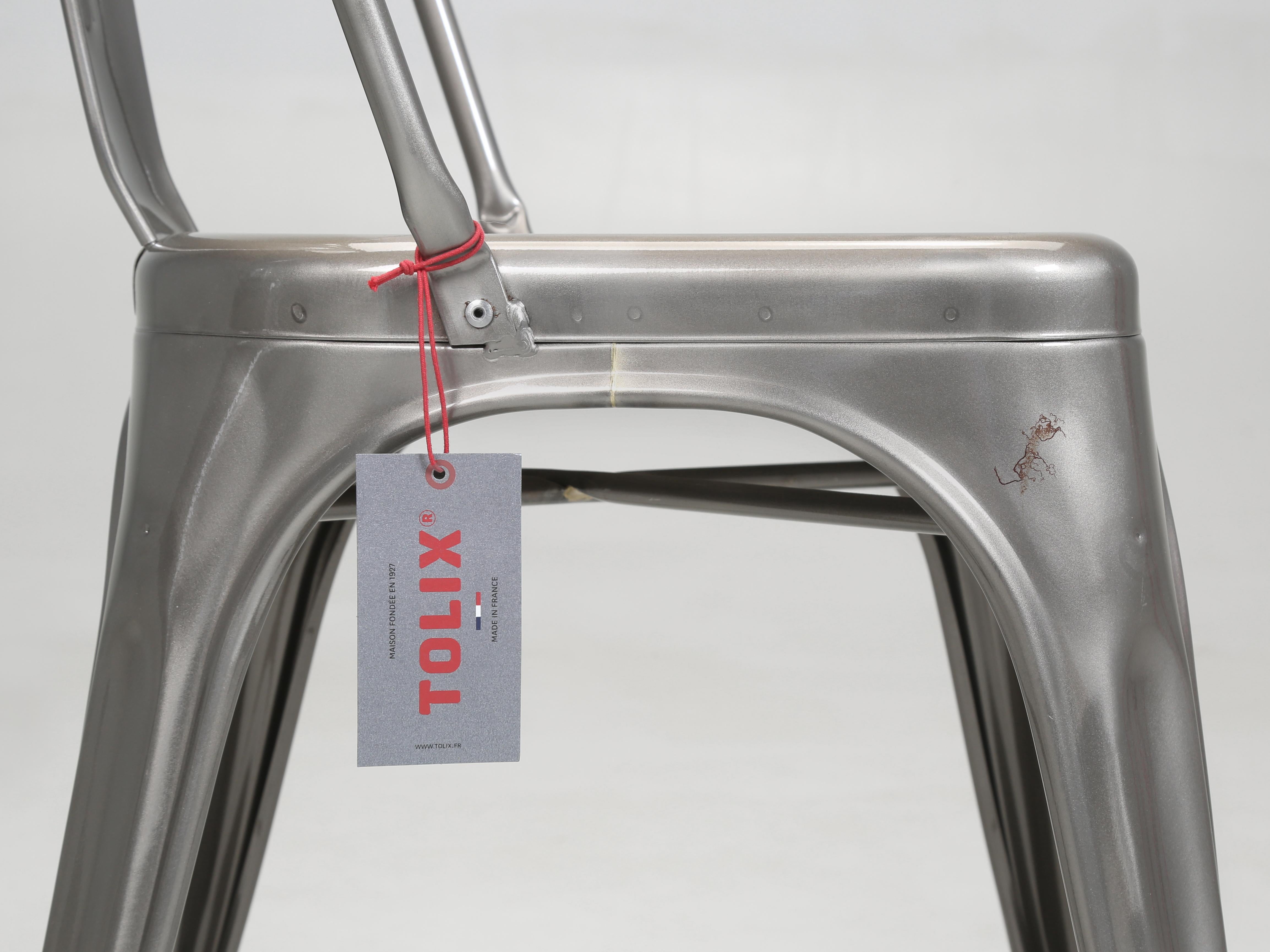 Original Tolix Glossy Grey Chairs french Made - Set of (4) Hundreds Available im Angebot 3