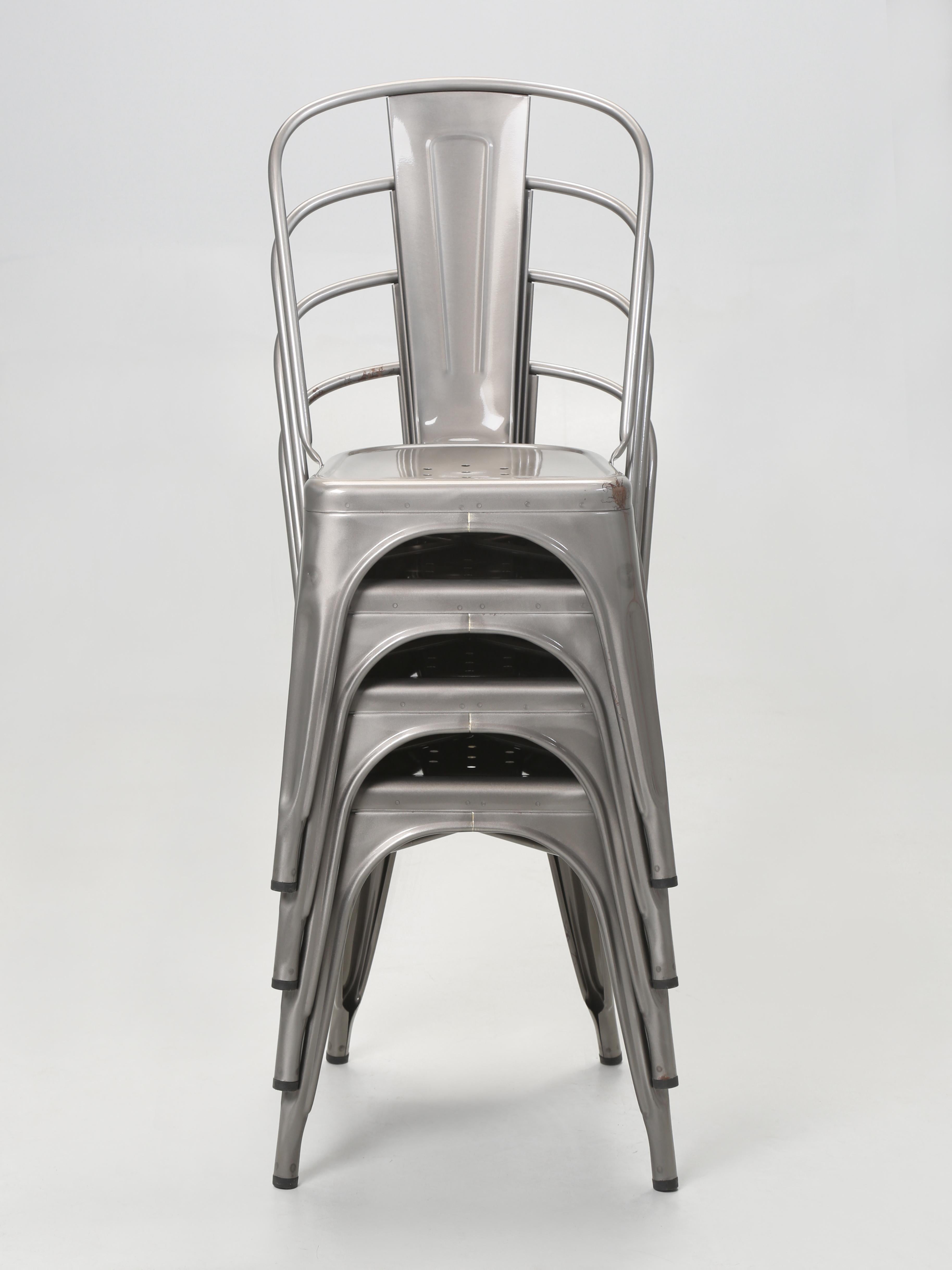 Original Tolix Glossy Grey Chairs french Made - Set of (4) Hundreds Available (Industriell) im Angebot