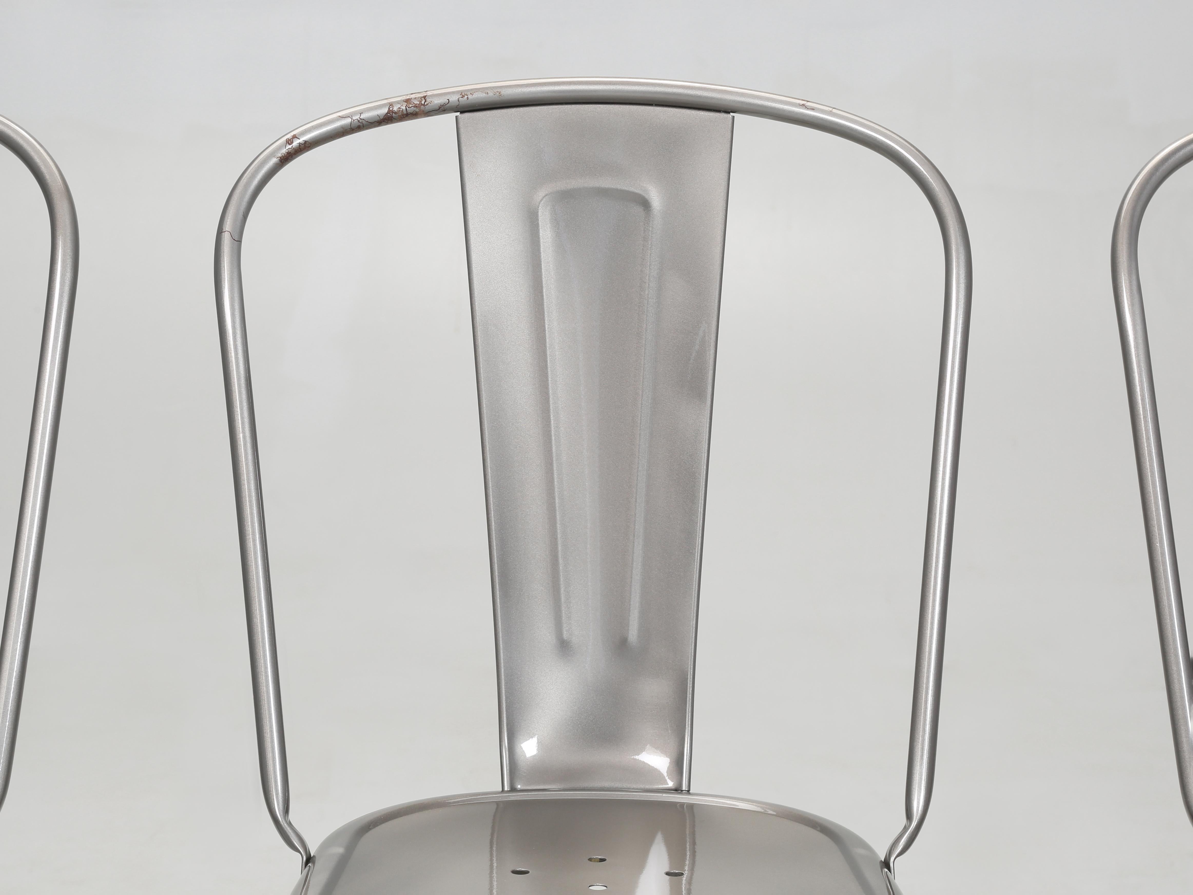 Original Tolix Glossy Grey Chairs french Made - Set of (4) Hundreds Available (Handgefertigt) im Angebot