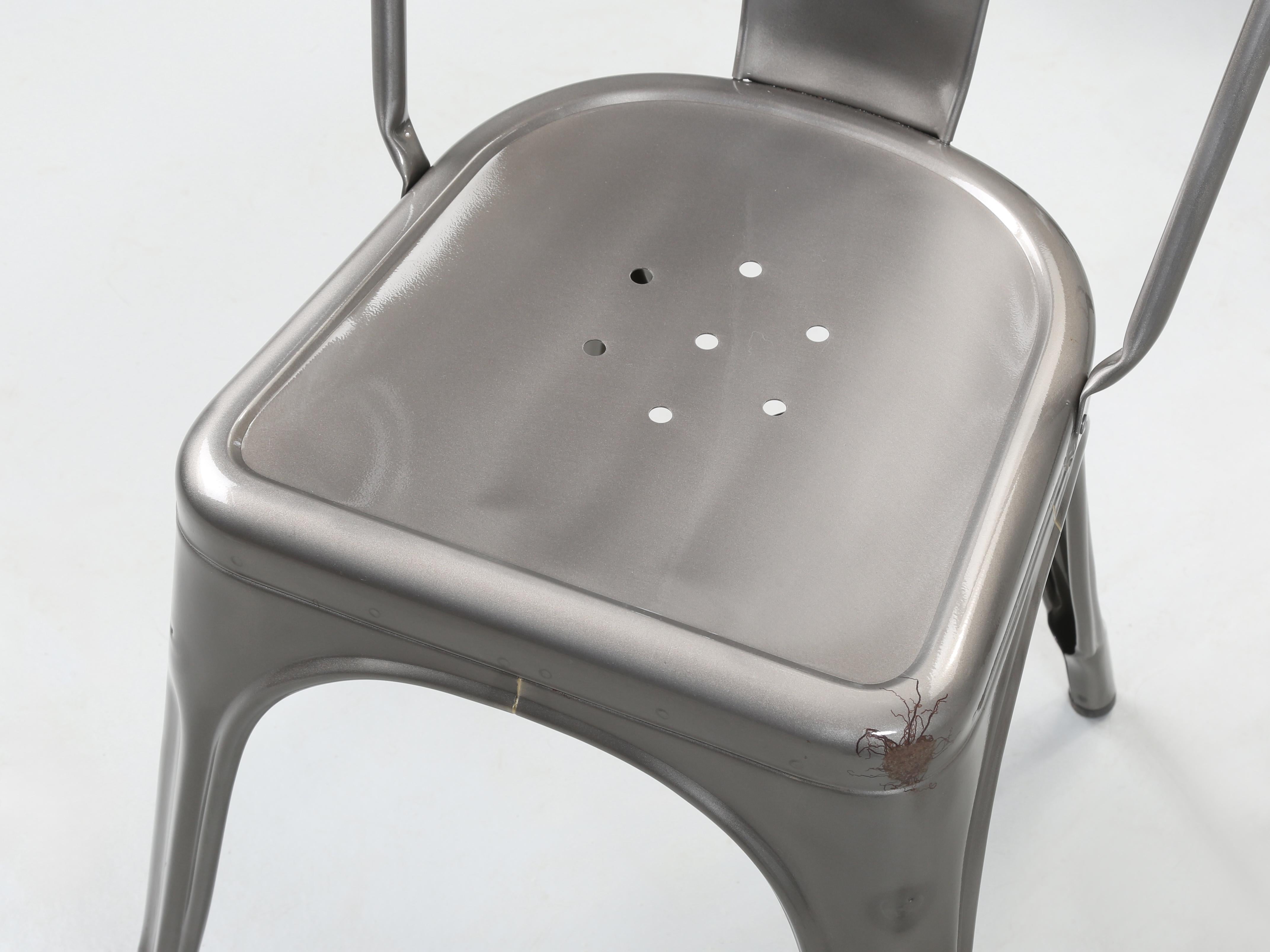 Original Tolix Glossy Grey Chairs french Made - Set of (4) Hundreds Available im Angebot 1