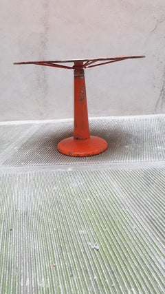 Mid-20th Century Tolix Round Bistrot Red Metal Table, 1940-1950