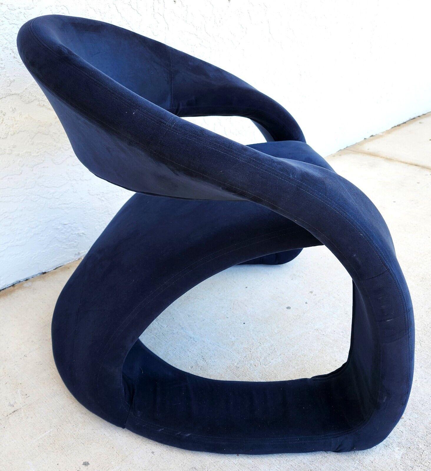 For FULL item description click on CONTINUE READING at the bottom of this page.

Offering One Of Our Recent Palm Beach Estate Fine Furniture Acquisitions Of An 
Original Postmodern Tongue Lounge Chair in Blue by JAYMAR

Approximate Measurements