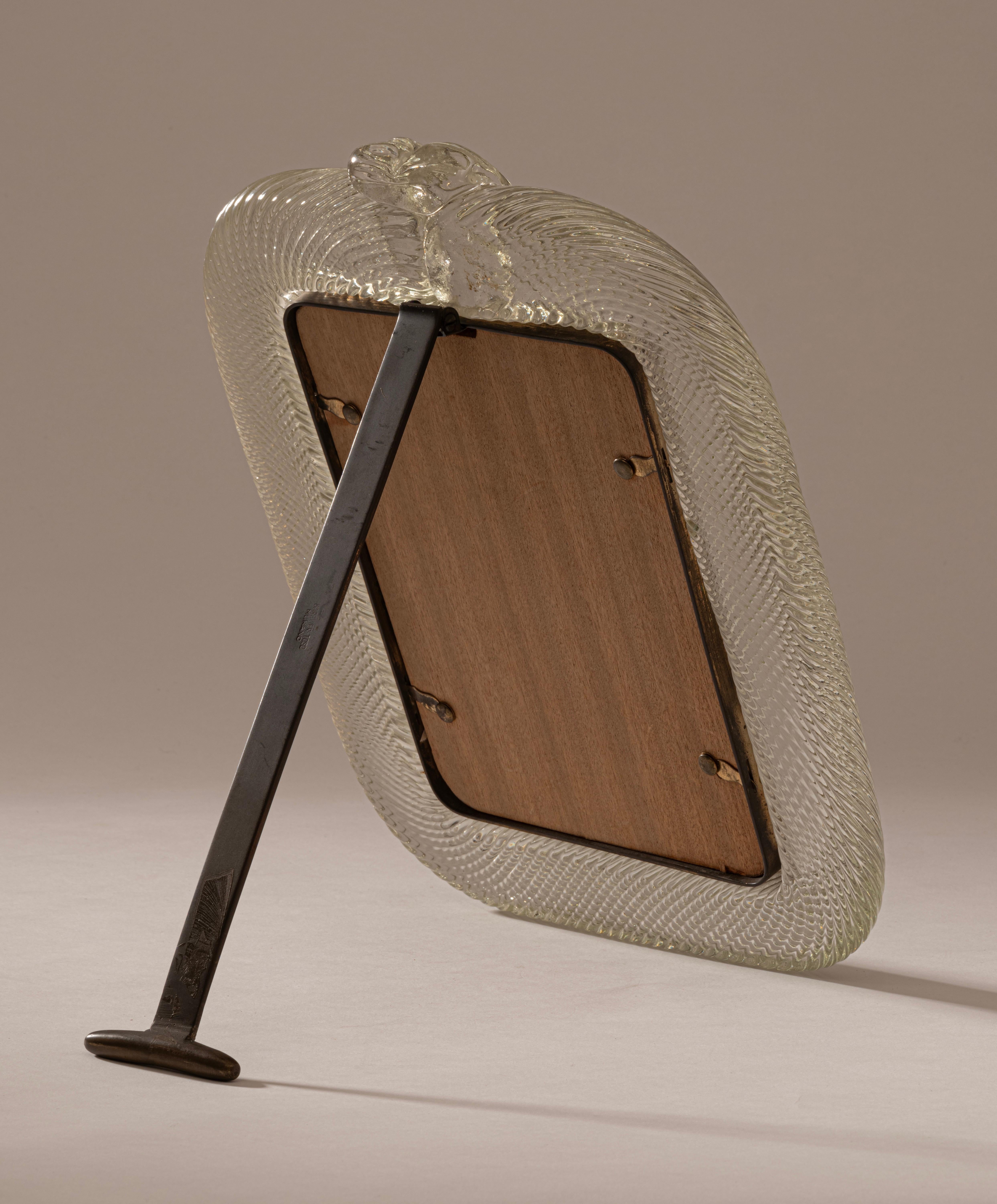 Original Torciglione Glass Picture Frame by Barovier & Toso, Murano, c.1935 For Sale 3