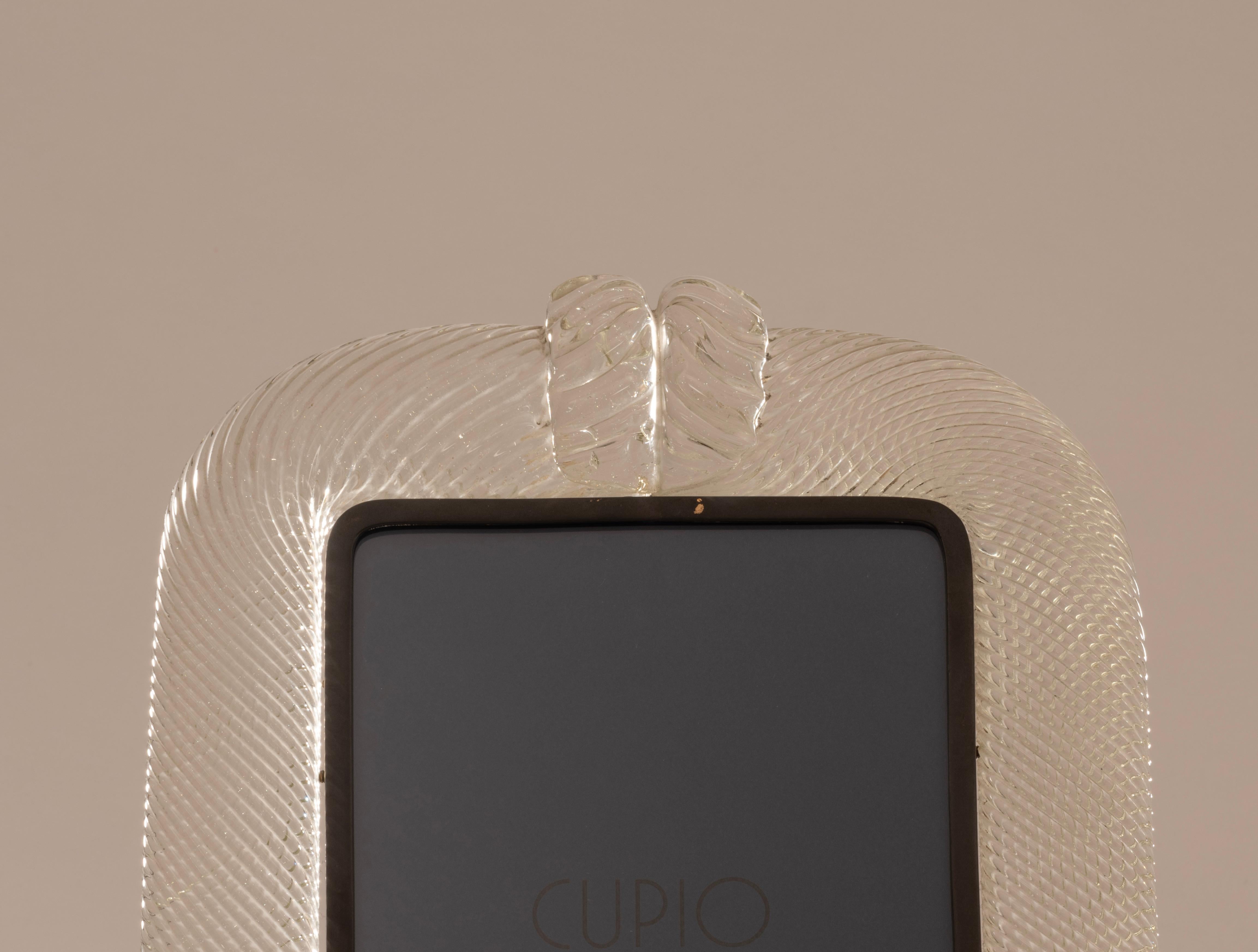 Italian Original Torciglione Glass Picture Frame by Barovier & Toso, Murano, c.1935 For Sale
