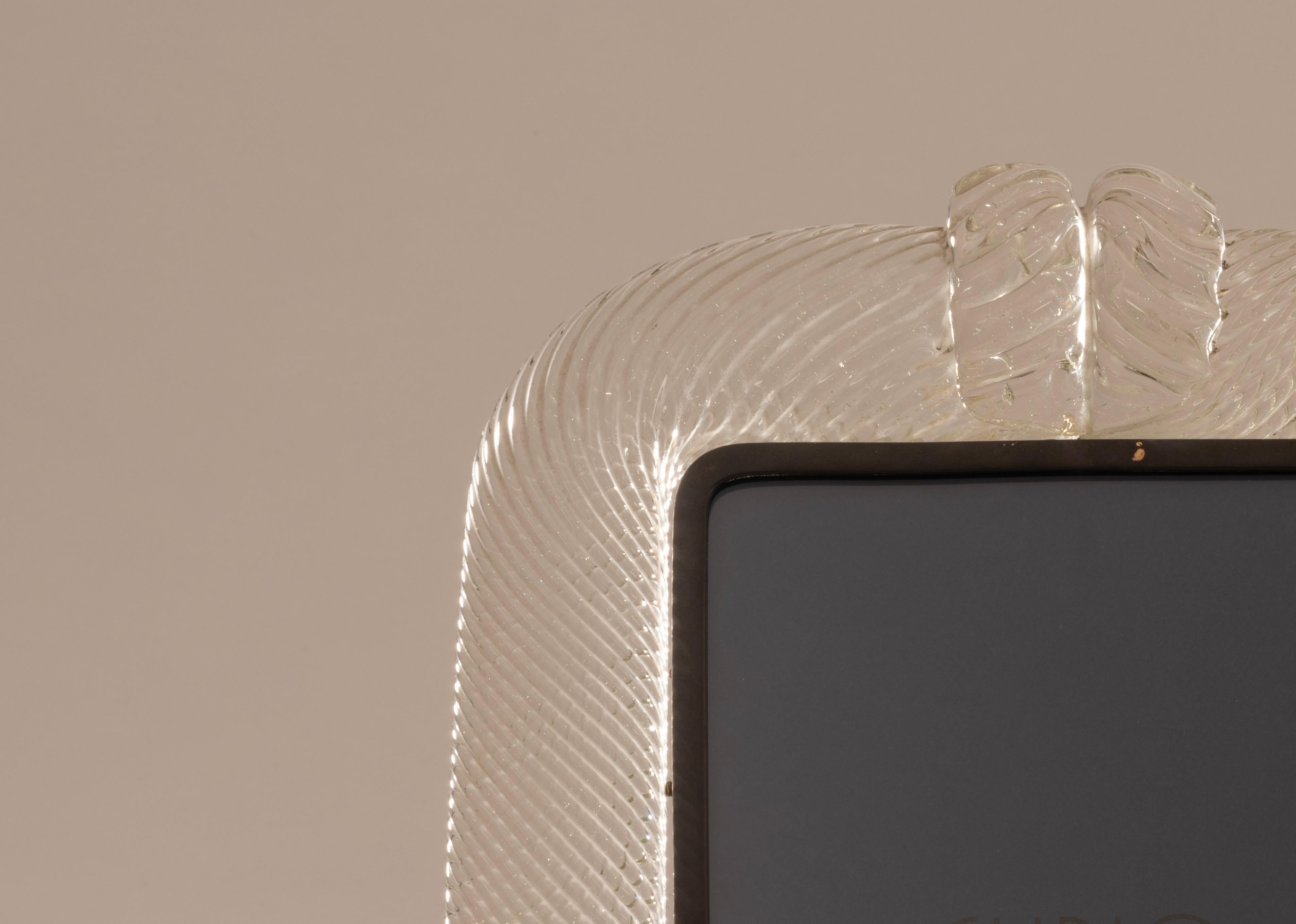 Mid-20th Century Original Torciglione Glass Picture Frame by Barovier & Toso, Murano, c.1935 For Sale