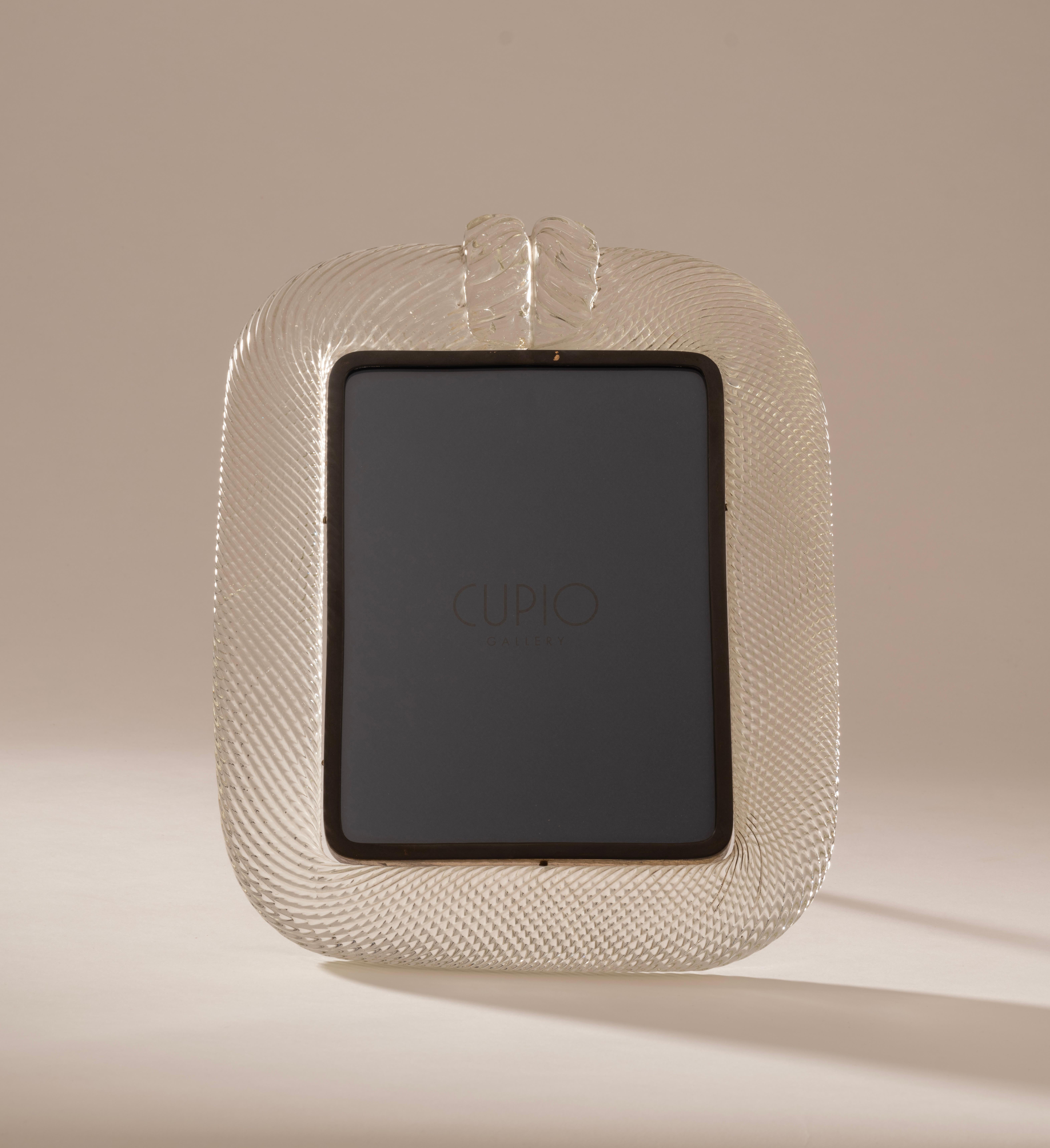 Brass Original Torciglione Glass Picture Frame by Barovier & Toso, Murano, c.1935 For Sale