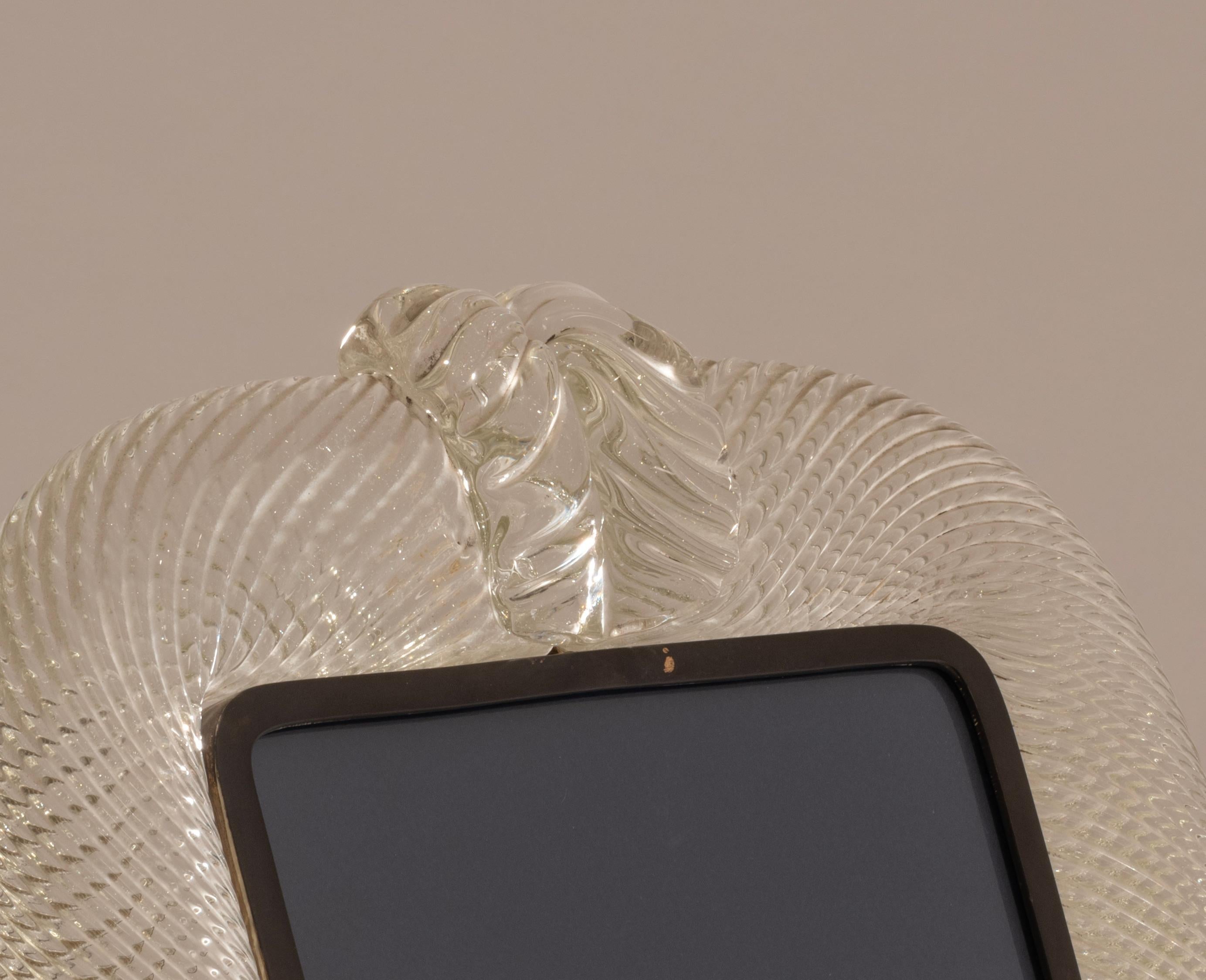Original Torciglione Glass Picture Frame by Barovier & Toso, Murano, c.1935 For Sale 1