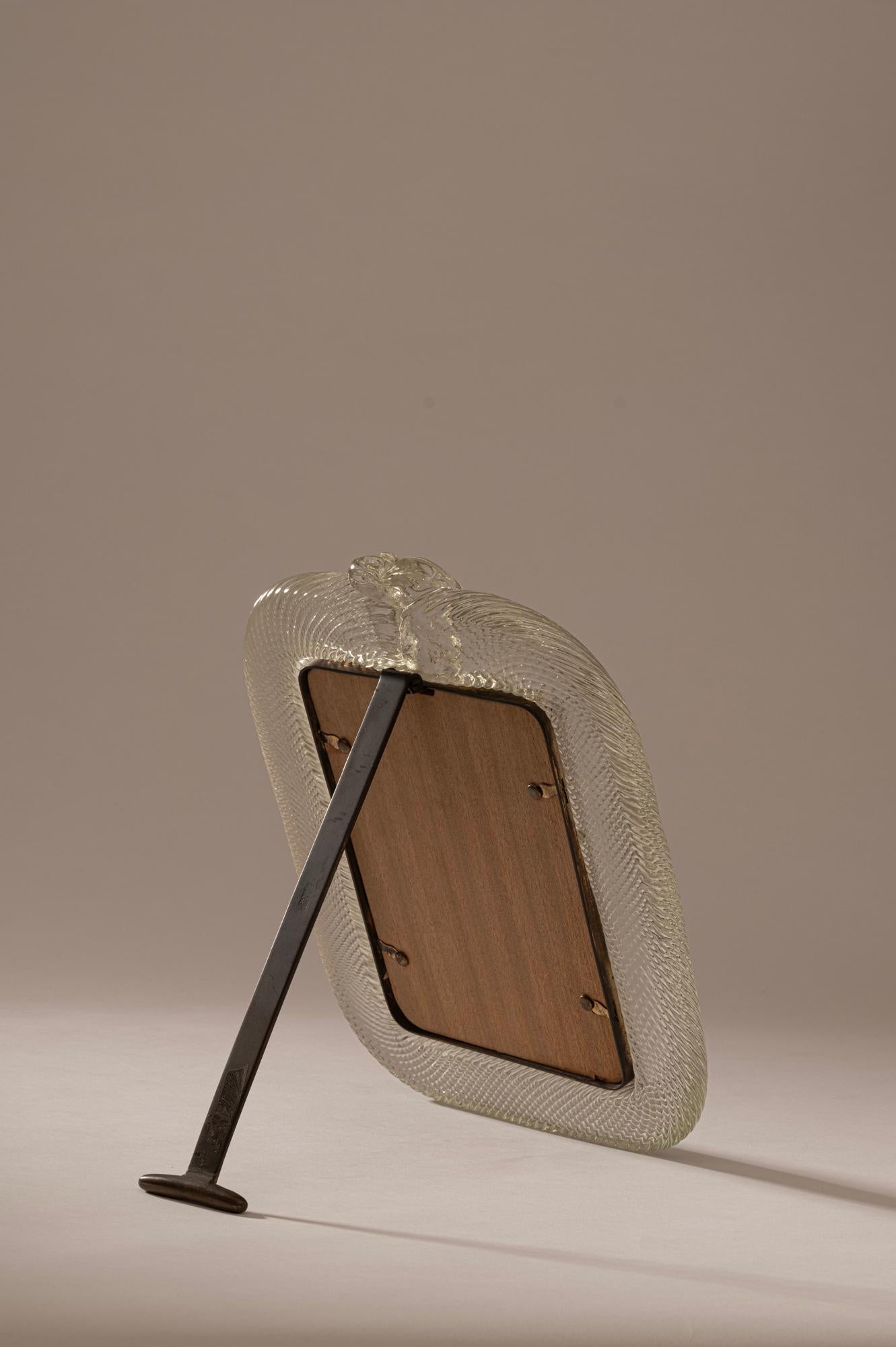 Original Torciglione Glass Picture Frame by Barovier & Toso, Murano, c.1935 For Sale 2