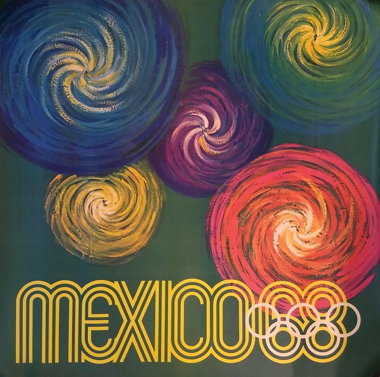 Mexican Original Tourism Posters Promoting Mexico 68 Olympic Games Bursting with Colors For Sale