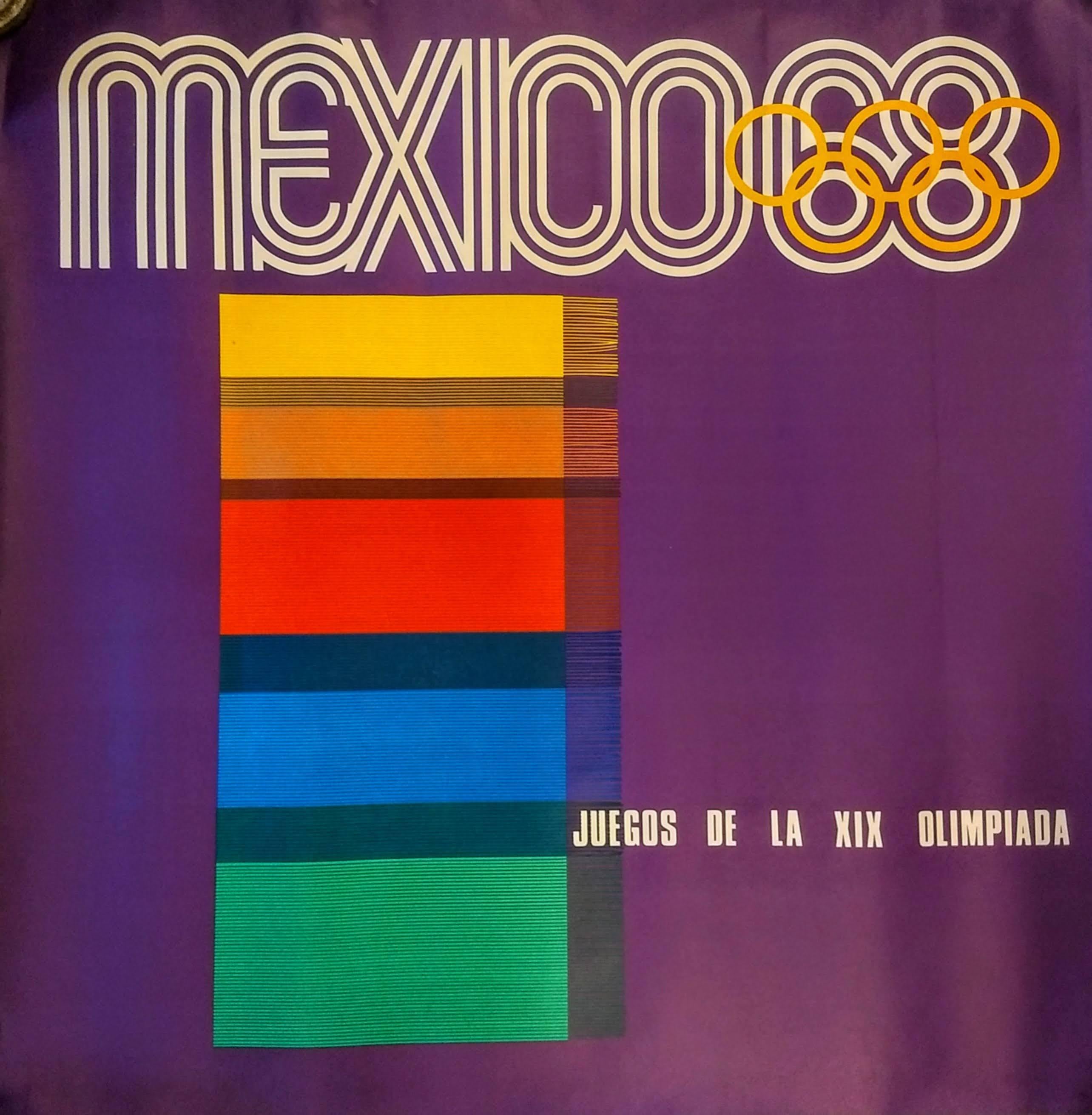 Mid-Century Modern Original Tourism Posters Promoting Mexico 68 Olympic Games Bursting with Colors For Sale