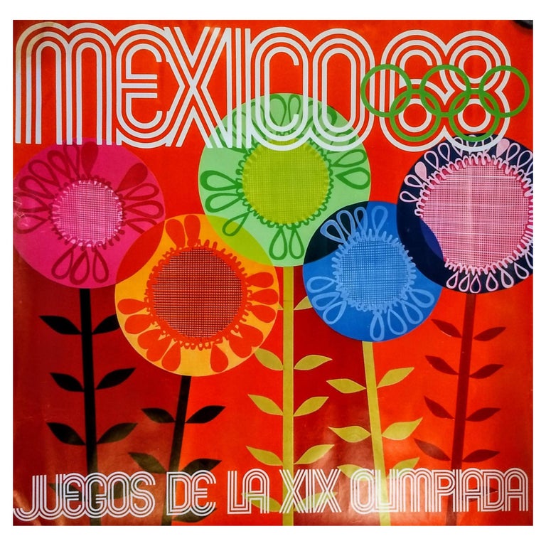 Original Tourism Posters Promoting Mexico 68 Olympic Games Bursting with Colors For Sale