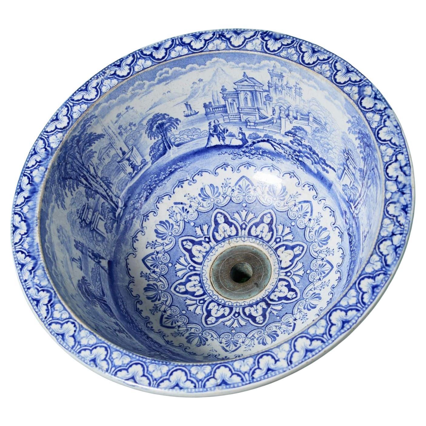 Lavandino a bacinella antico originale stampato a trasferimento