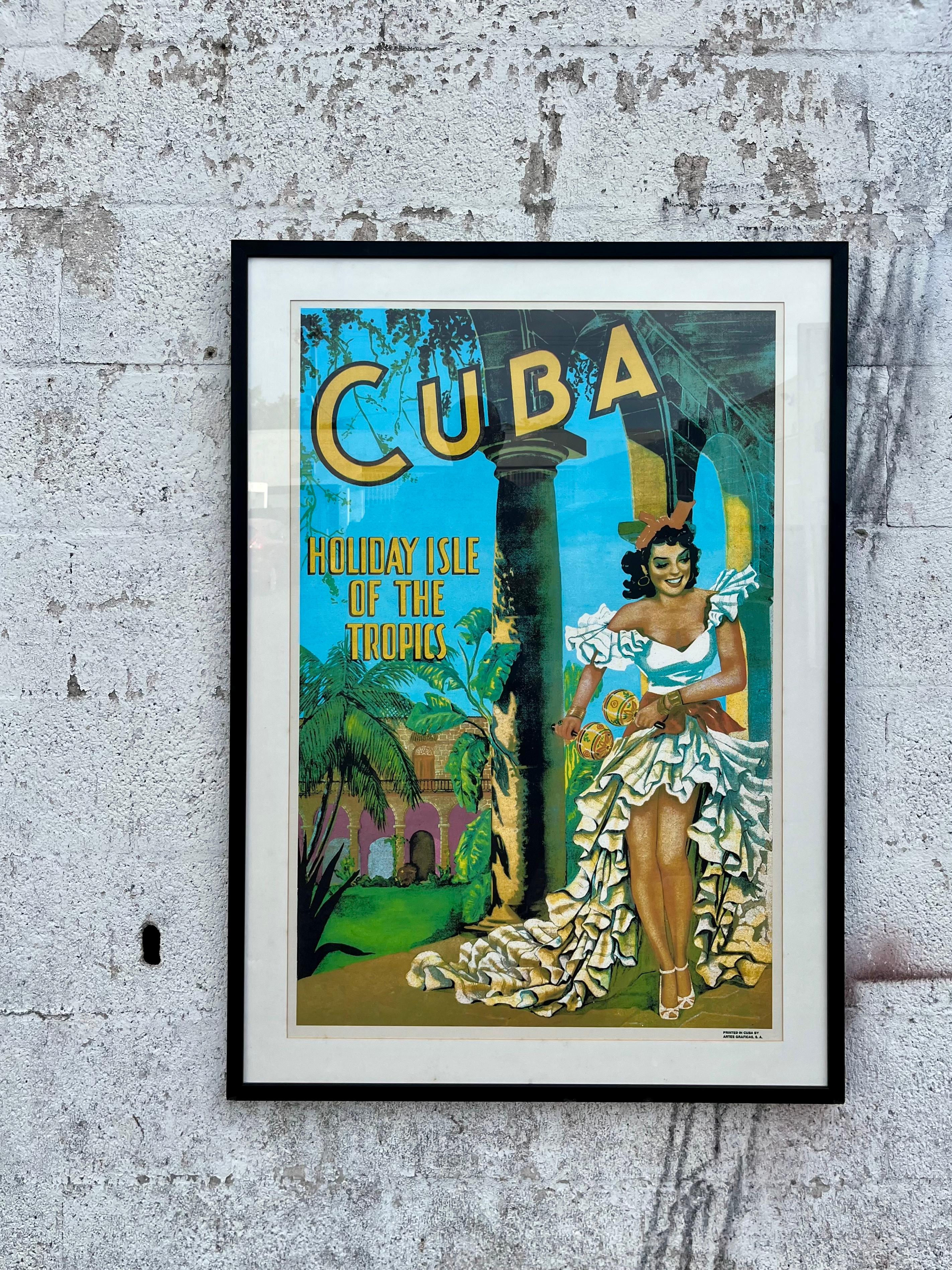 Poster di viaggio originale Cuba- Paradiso dei Tropici. Incorniciato. Circa anni '50 in vendita 9