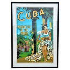 Original-Reiseplakat Kuba – Paradies der Tropen. Gerahmt. Circa 1950er Jahre