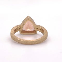 Original Triangle Citrine Diamond Statement Ring, Hand Fabricated Yellow Gold