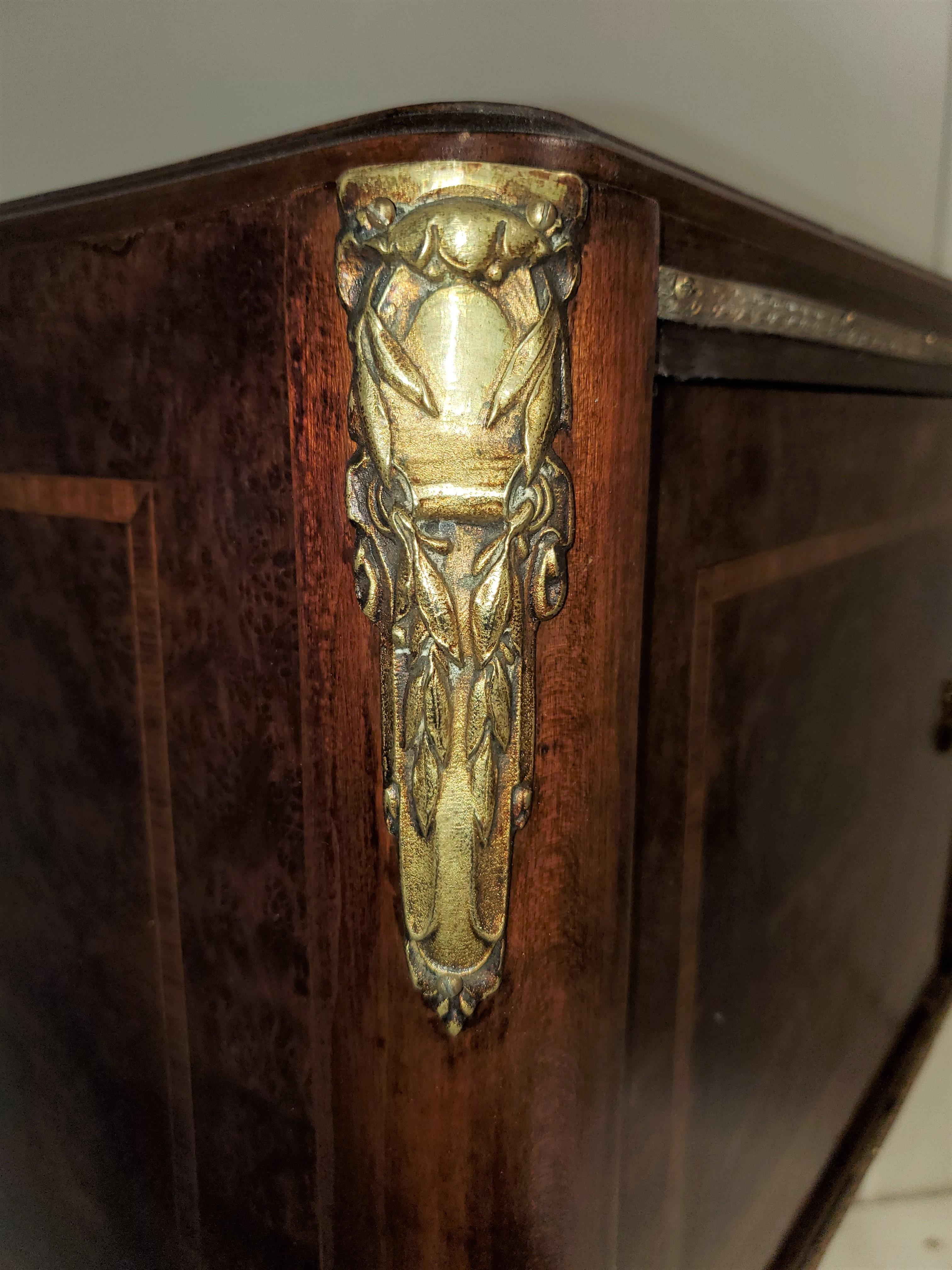 Original Two Door Inlaid Burlwood Cabinet with Bronze Mounts @ 1900 4