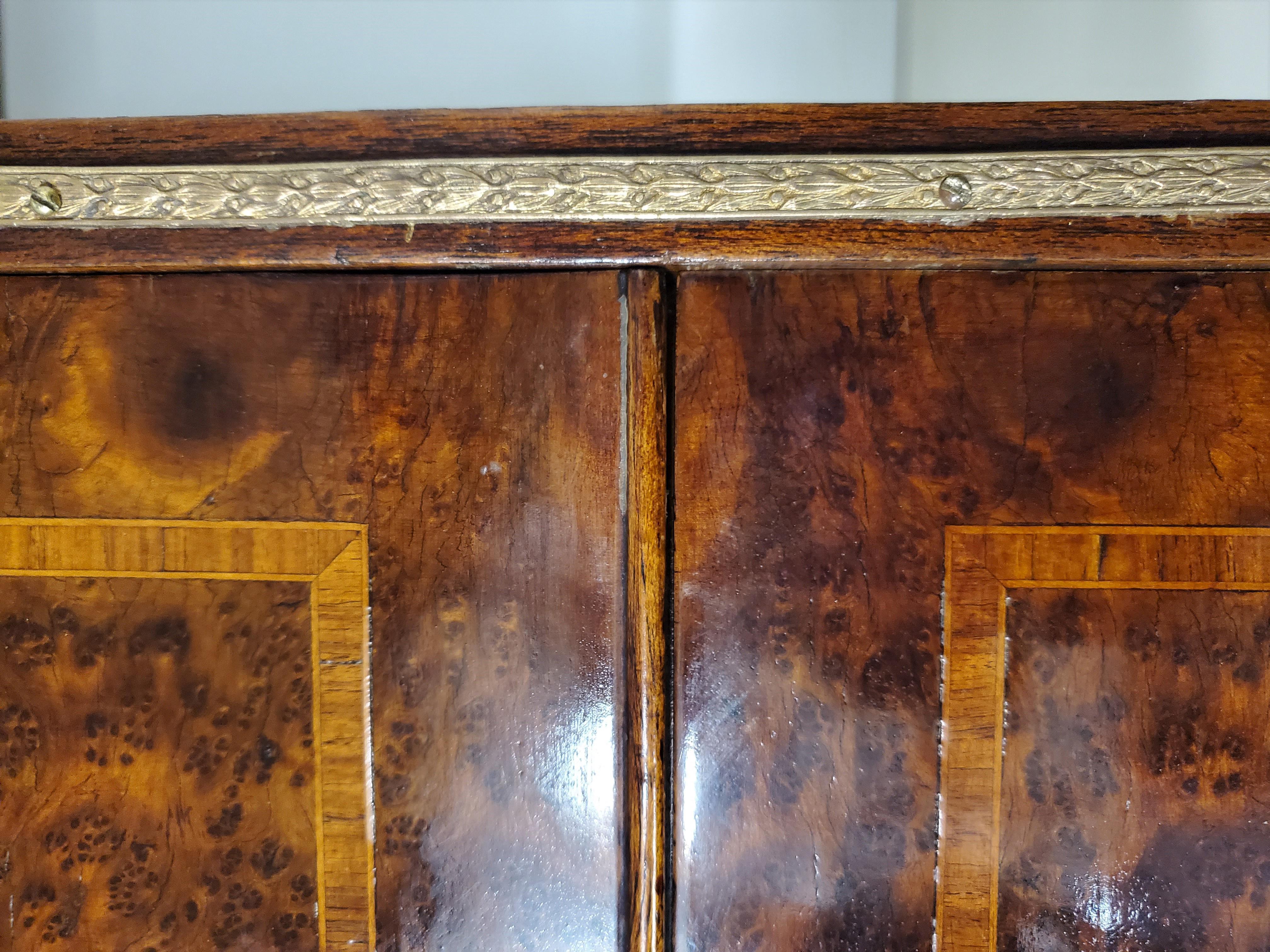 Original Two Door Inlaid Burlwood Cabinet with Bronze Mounts @ 1900 8