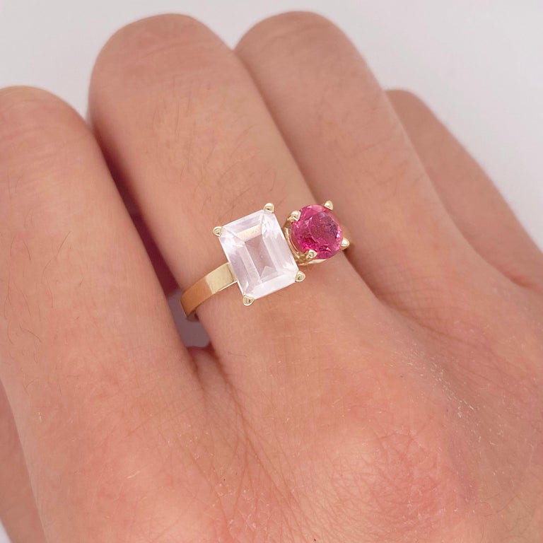 For Sale:  Original Two Stone Ring, Rose Quartz/Pink Tourmaline, Five Star Jewelry Design 4