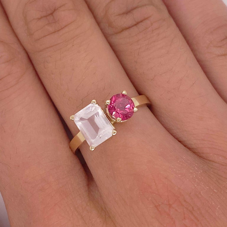 For Sale:  Original Two Stone Ring, Rose Quartz/Pink Tourmaline, Five Star Jewelry Design 5