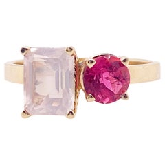 Original Two Stone Ring, Rose Quartz/Pink Tourmaline, Five Star Jewelry Design