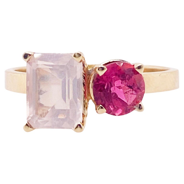 For Sale:  Original Two Stone Ring, Rose Quartz/Pink Tourmaline, Five Star Jewelry Design