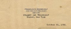 Original Typewritten Document Signed by F.D. Roosevelt, 1920