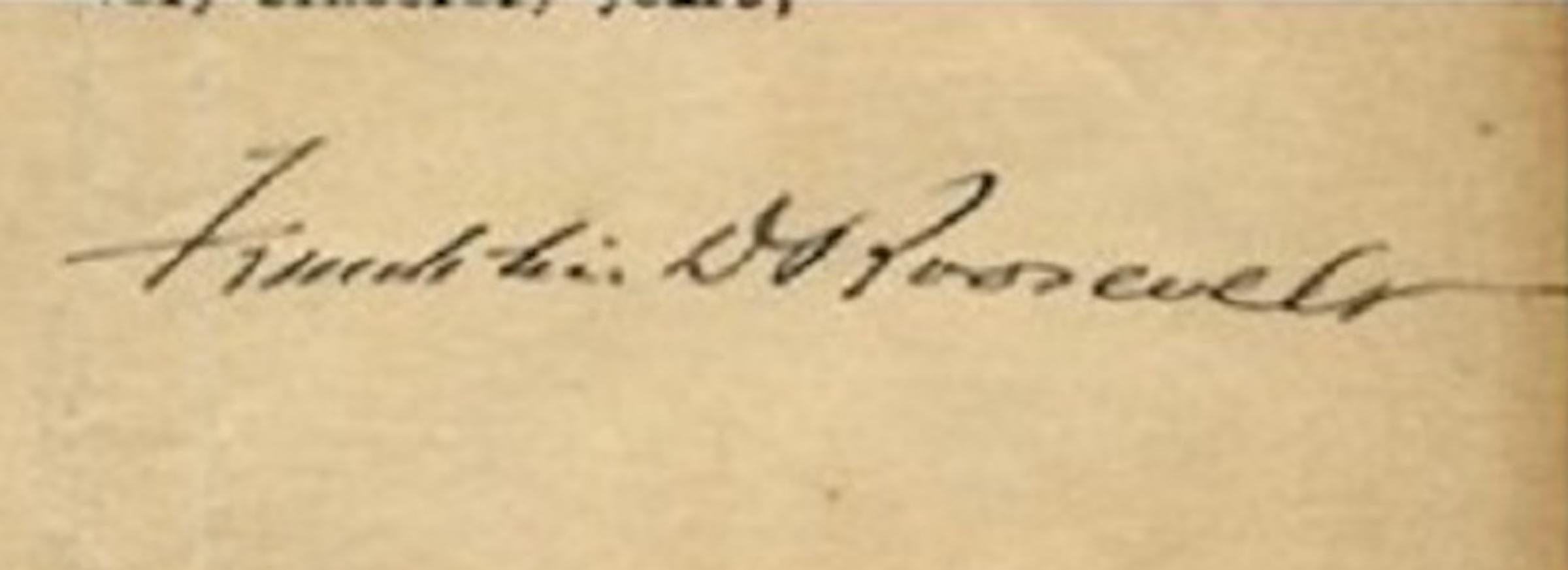 Original-Maschinenschriftliches Dokument:: unterzeichnet von F.D. Roosevelt:: 1920 im Zustand „Gut“ im Angebot in Roma, IT