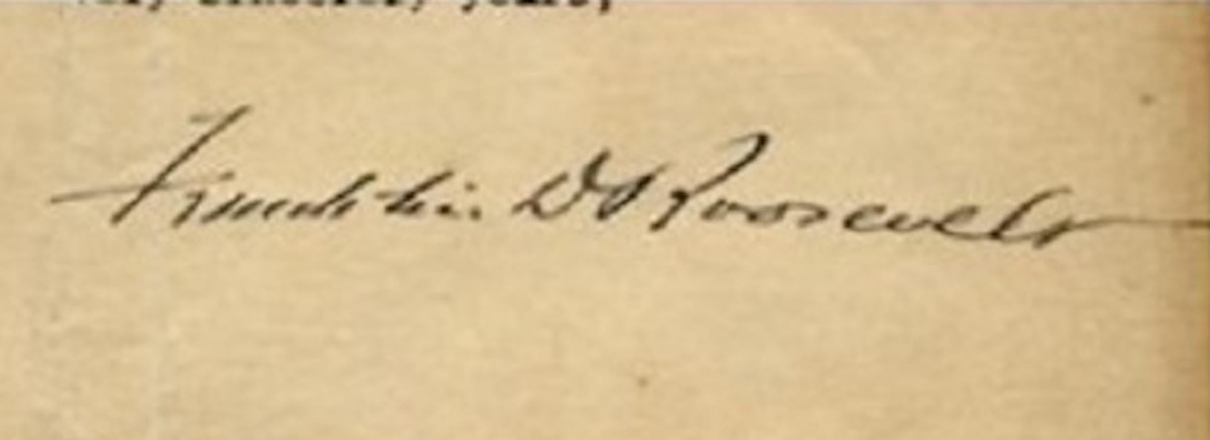 Document dactylographié original signé par F.D. Roosevelt:: 1920 Bon état - En vente à Roma, IT