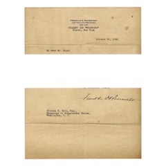 Antique Original Typewritten Document Signed by F.D. Roosevelt, 1920