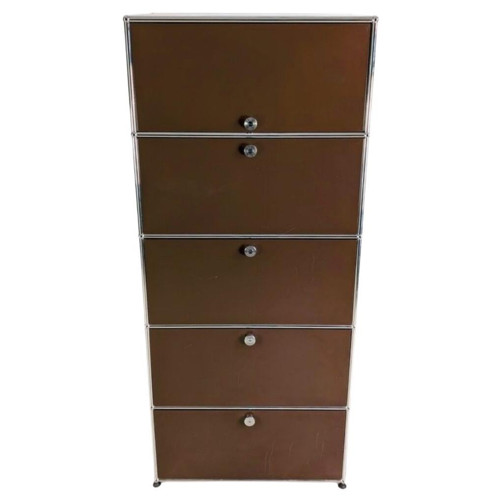 Original USM Haller Aktenschrank 1x5 braun Vintage Regal