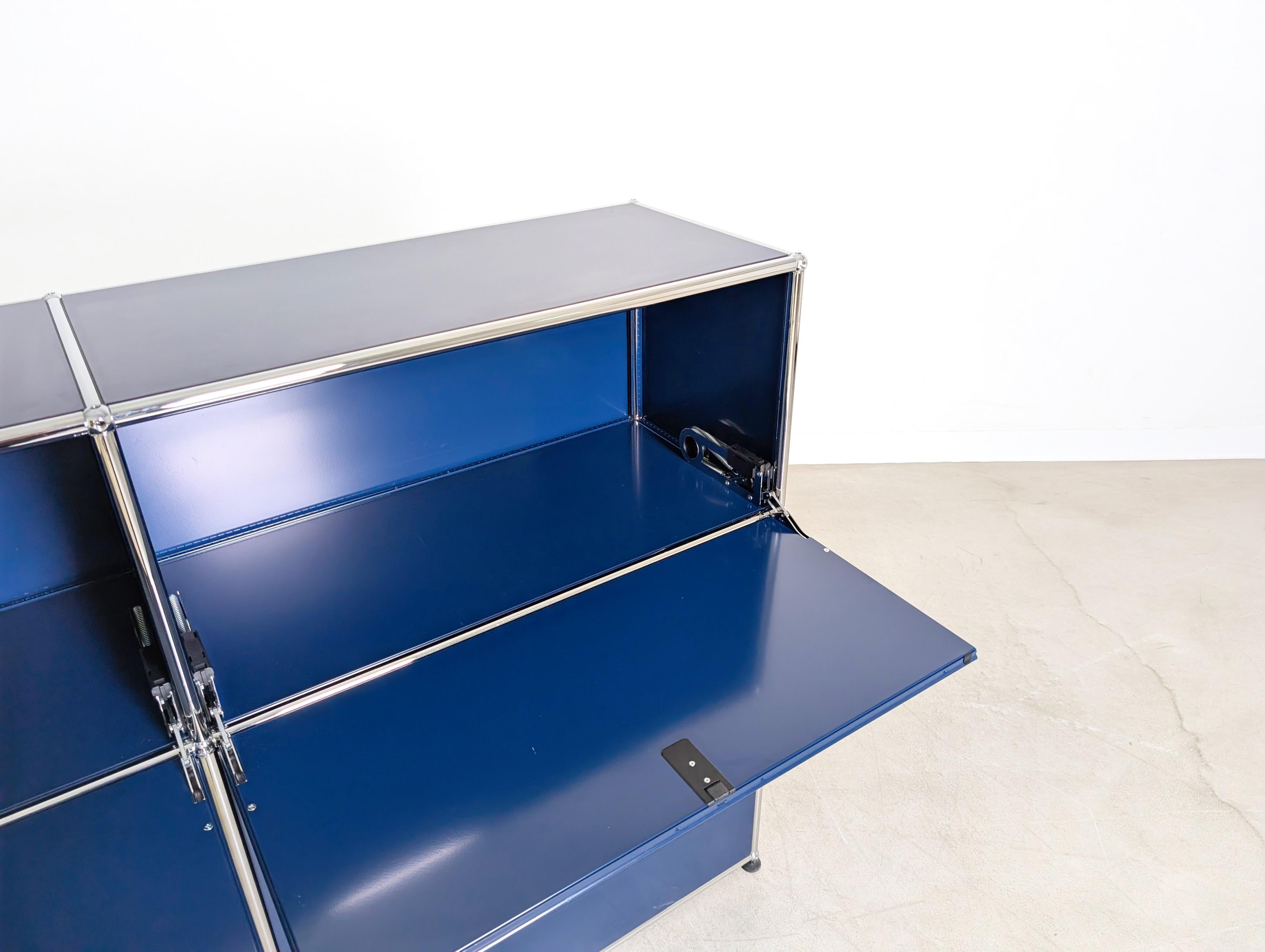 Original USM Haller Sideboard stahlblau 3x3 Fritz Haller Kommode in vendita 3
