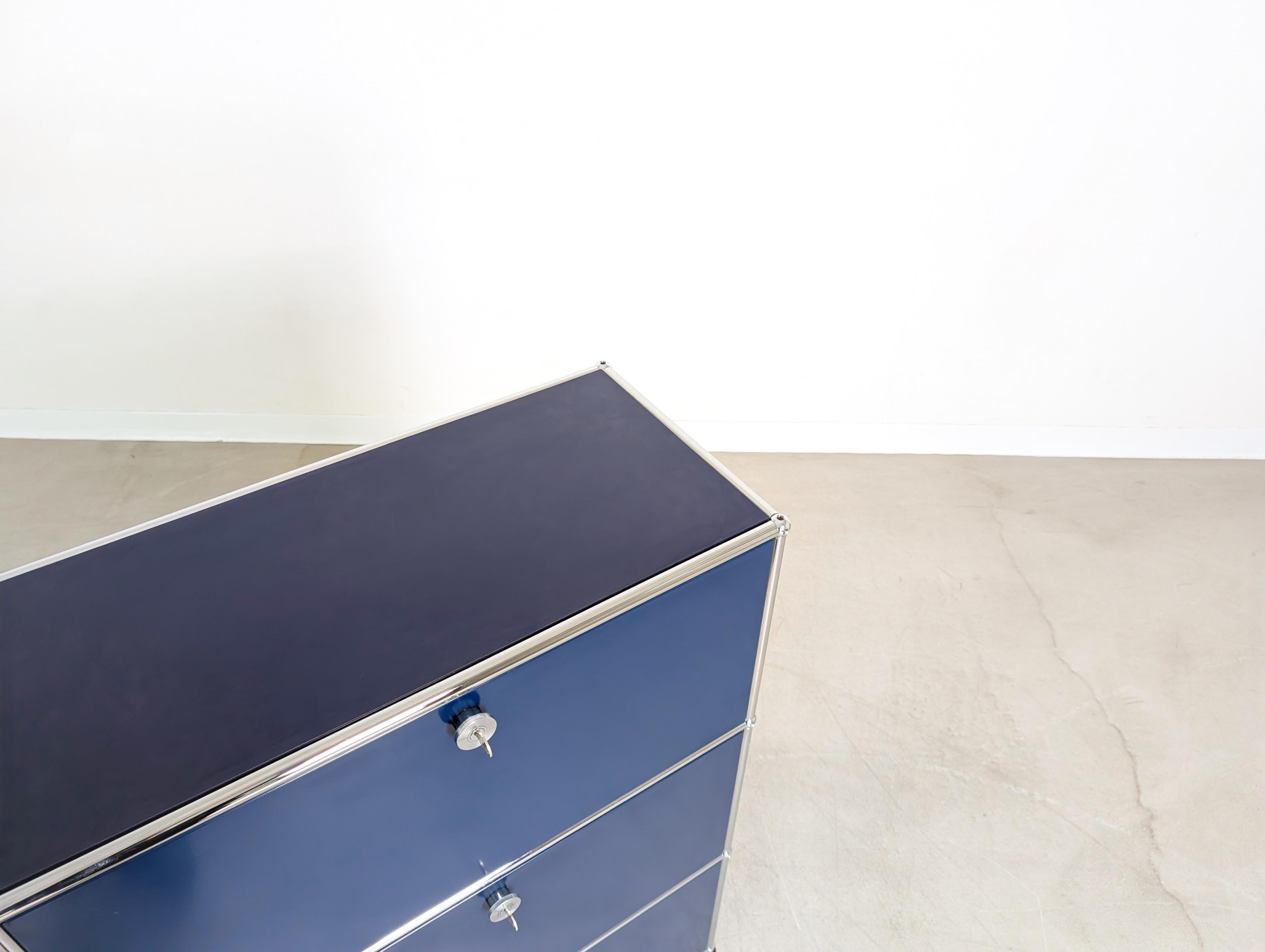 Original USM Haller Sideboard stahlblau 3x3 Fritz Haller Kommode in vendita 4