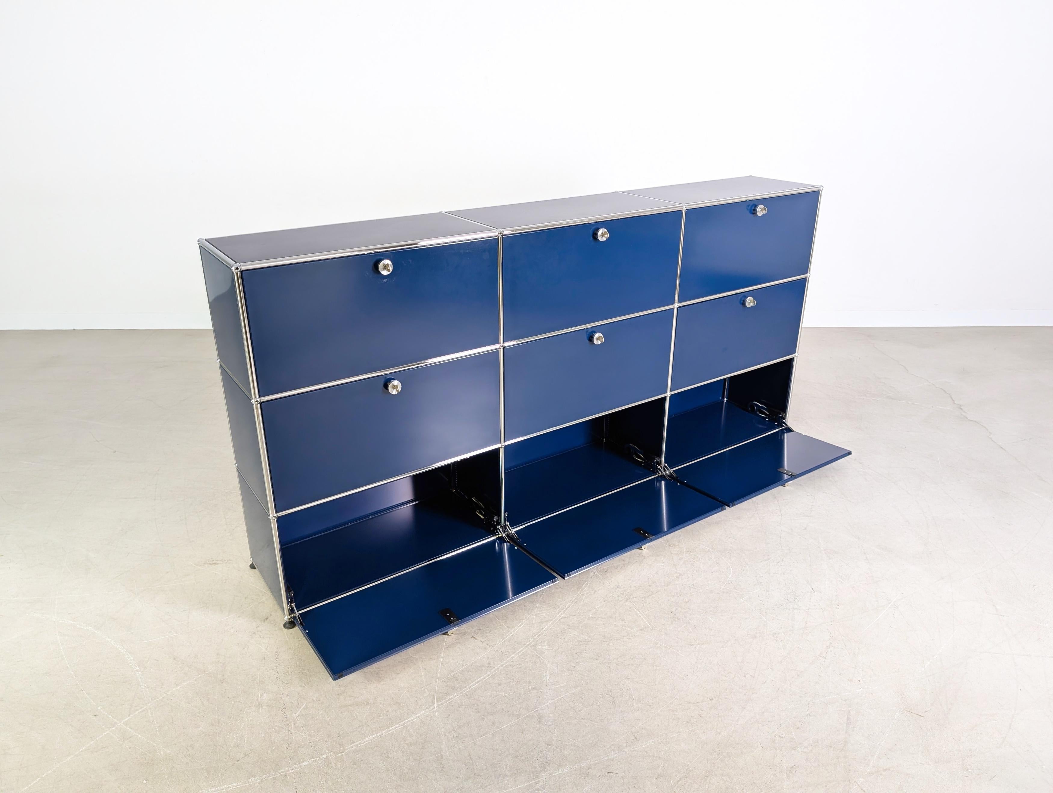 Original USM Haller Sideboard stahlblau 3x3 Fritz Haller Kommode in vendita 2