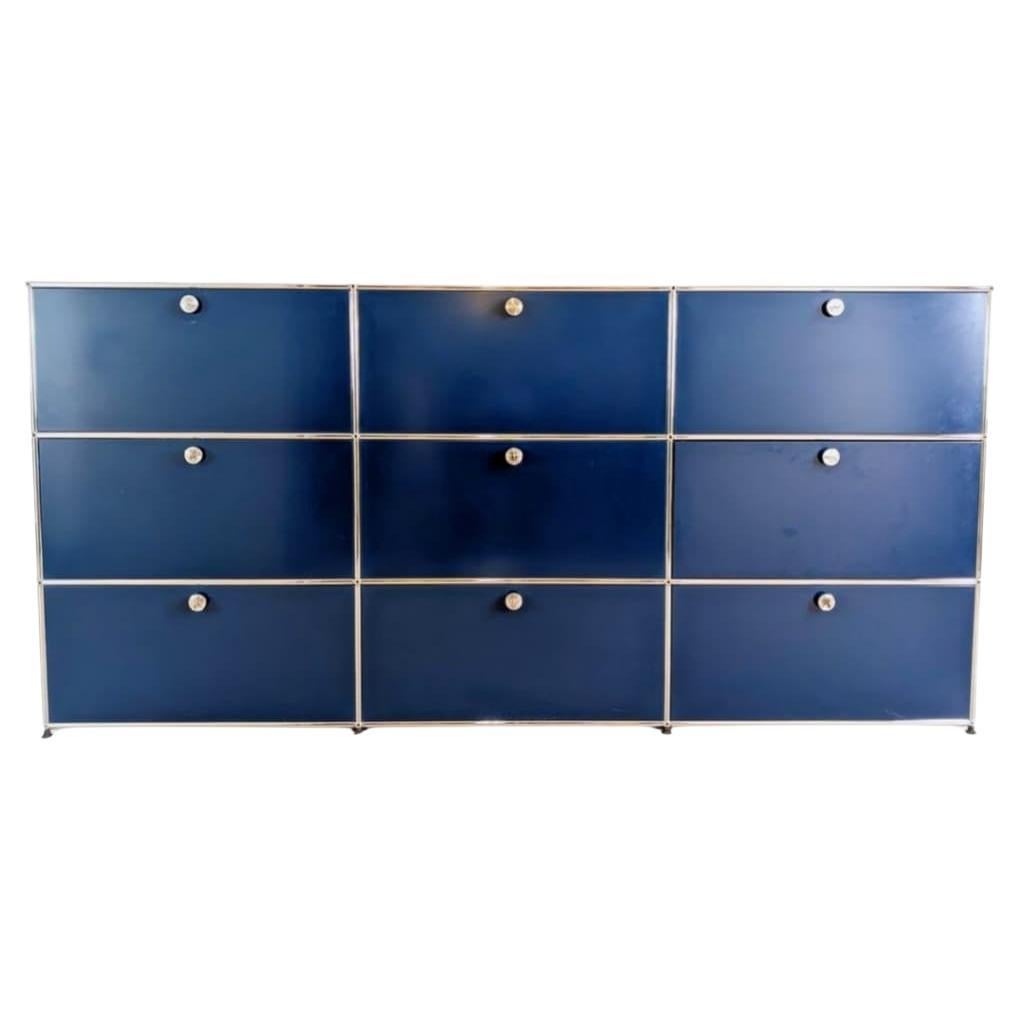 Original USM Haller Sideboard stahlblau 3x3 Fritz Haller Kommode
