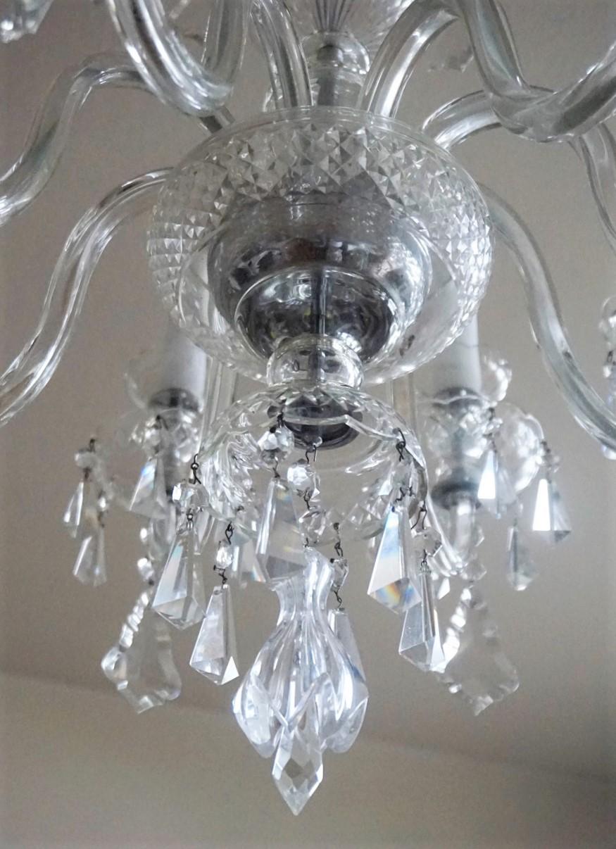 Murano Glass Crystal Eight-Light Chandelier, Italy, 1910-1920 For Sale 6
