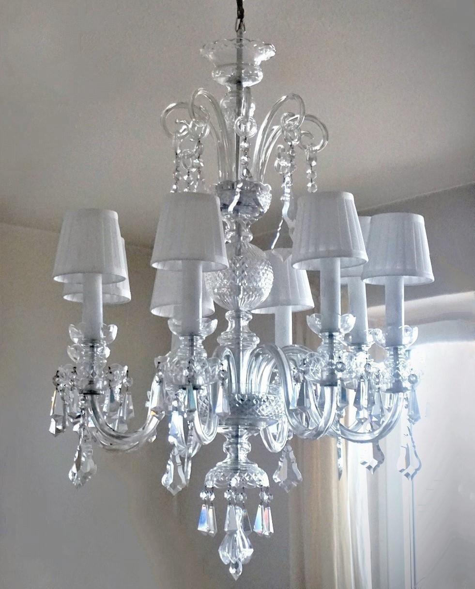 20th Century Murano Glass Crystal Eight-Light Chandelier, Italy, 1910-1920 For Sale