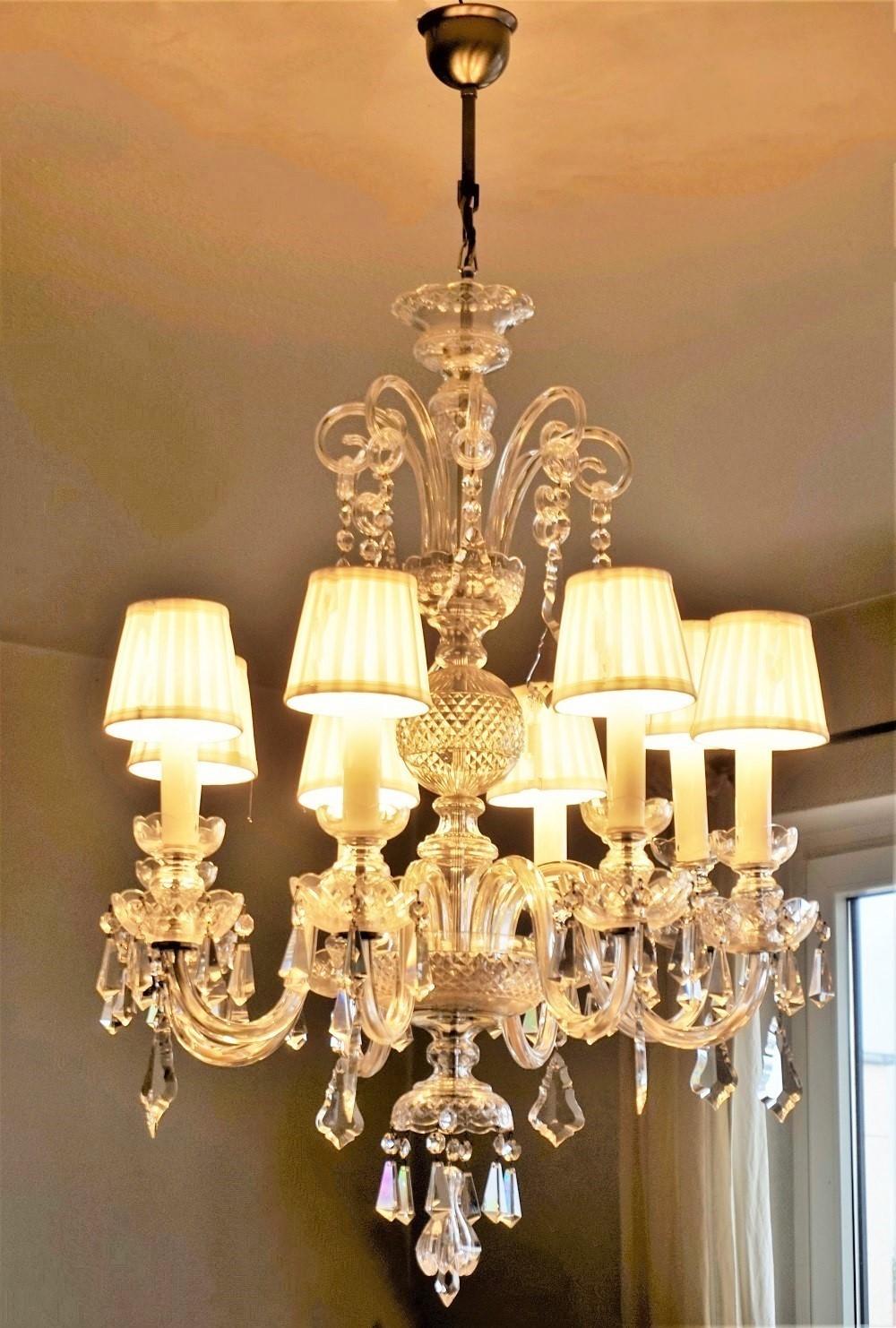 Murano Glass Crystal Eight-Light Chandelier, Italy, 1910-1920 In Good Condition For Sale In Frankfurt am Main, DE