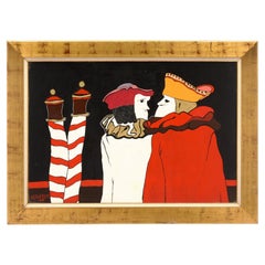 Original Venetian Painting; Gold Frame; by Claire Astheber