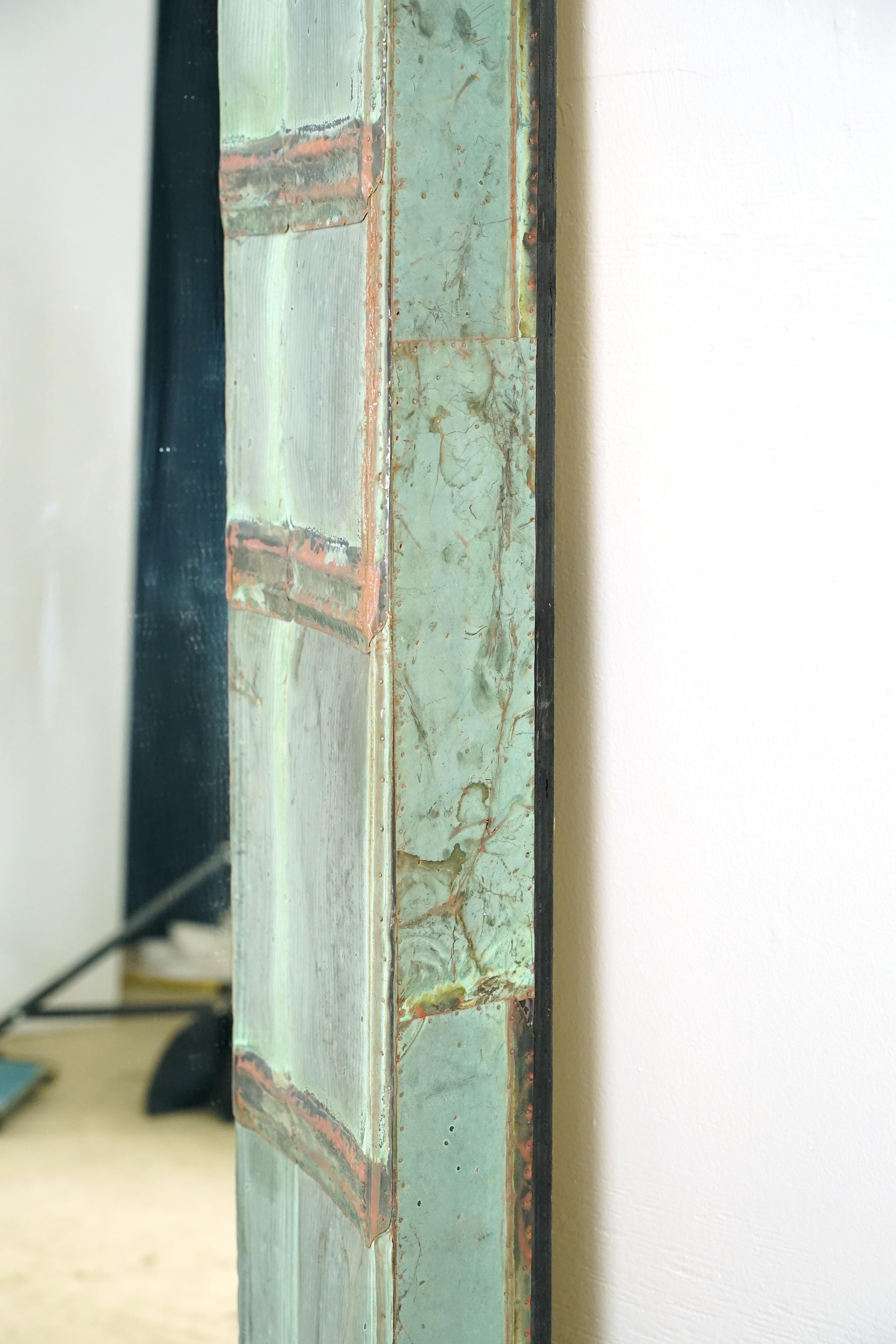 Original Verdigris Copper Shingle Mirror w Lion Head 5