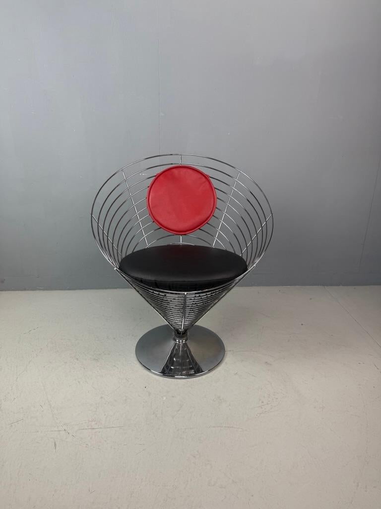 Mid-Century moderno Sedia a cono in filo metallico originale di Verner Panton - 1988 - Fritz Hansen - Design danese in vendita
