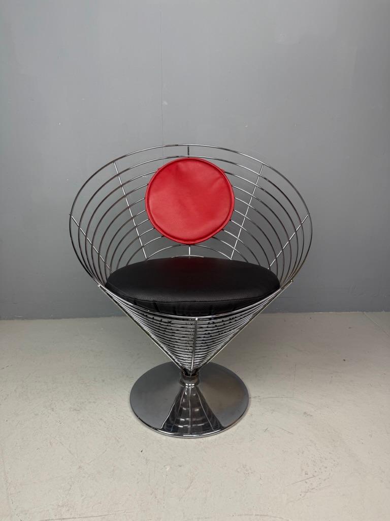 Danese Sedia a cono in filo metallico originale di Verner Panton - 1988 - Fritz Hansen - Design danese in vendita