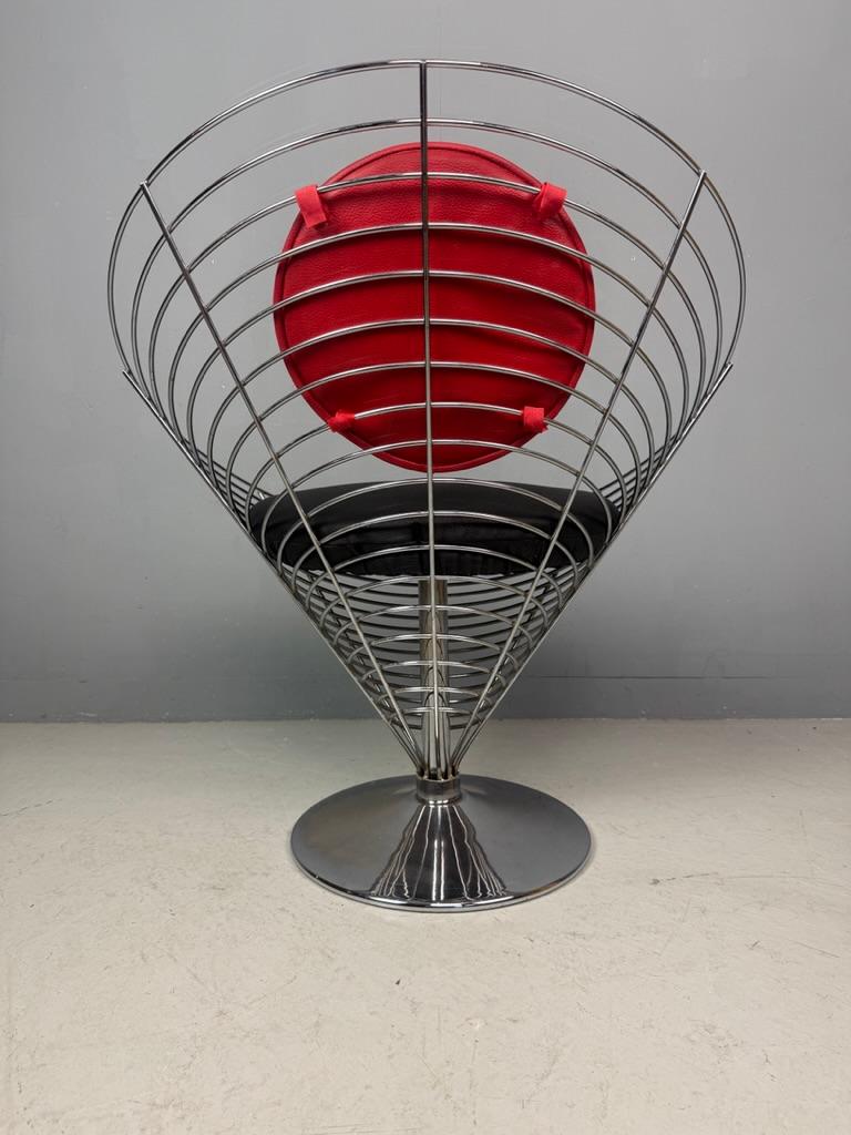 Sedia a cono in filo metallico originale di Verner Panton - 1988 - Fritz Hansen - Design danese In condizioni buone in vendita a The Hague, NL