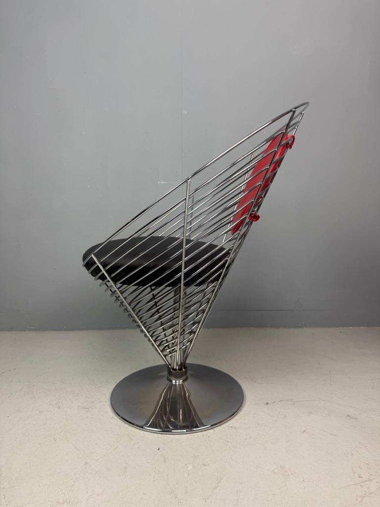 XX secolo Sedia a cono in filo metallico originale di Verner Panton - 1988 - Fritz Hansen - Design danese in vendita