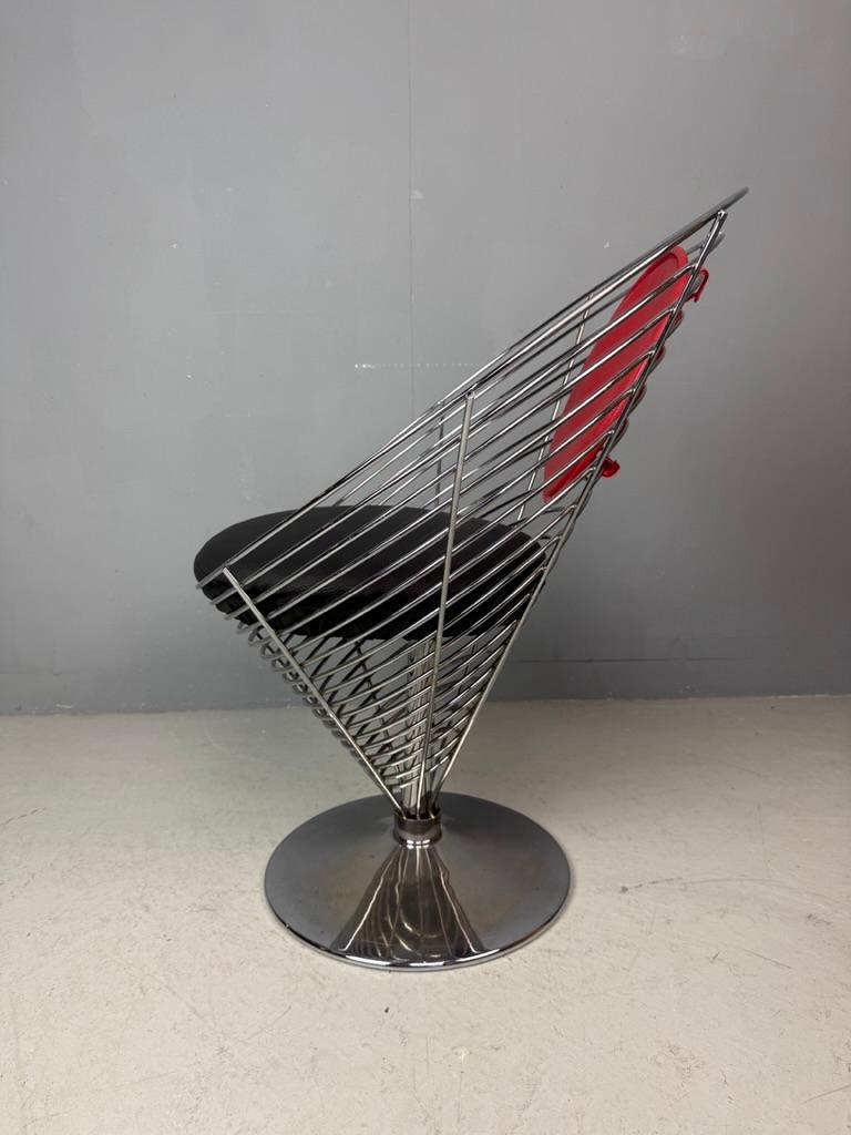 Acciaio Sedia a cono in filo metallico originale di Verner Panton - 1988 - Fritz Hansen - Design danese in vendita