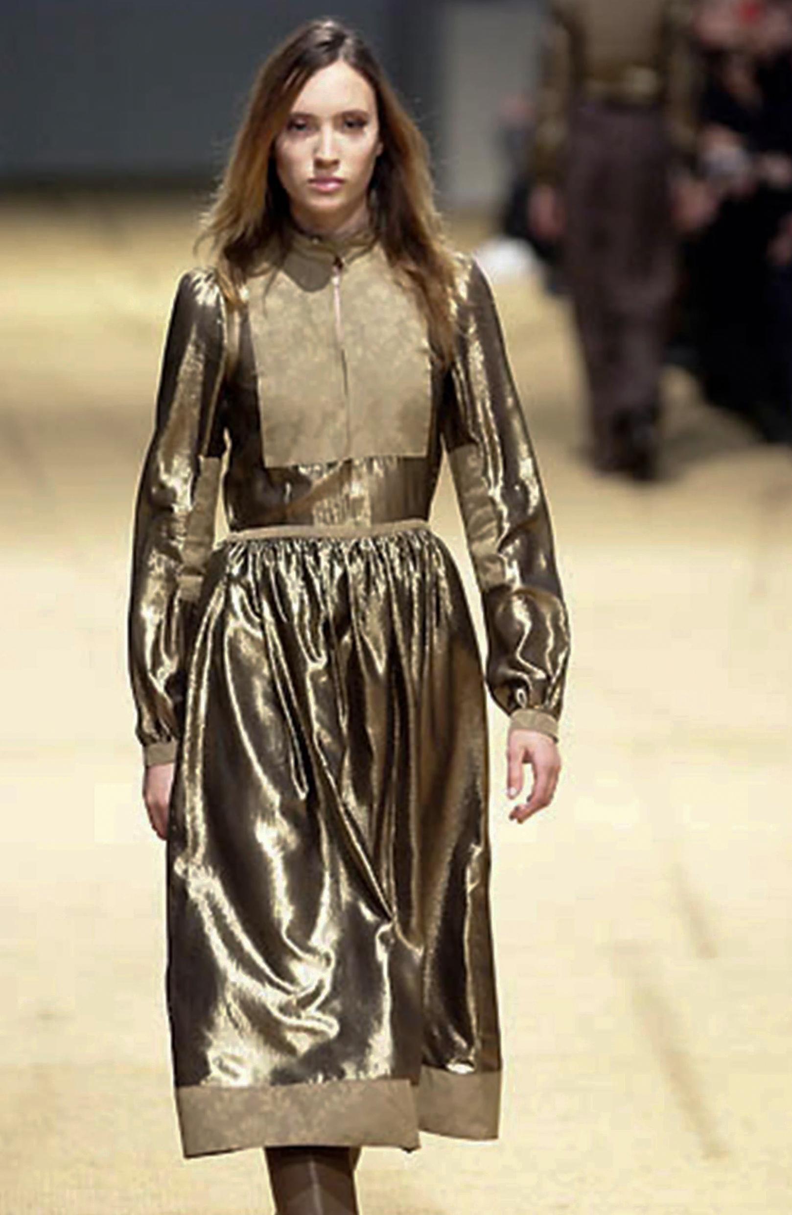 Original Véronique Branquinho FW 2002 Gold Lamé Blouse Runway Couture  en vente 2