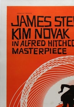 Original Vertigo Film Movie Poster, Hitchcock, Saul Bass, 1958