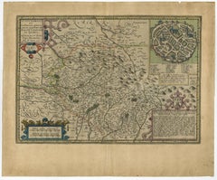 Original Very Old Hand-Colored Map of Limousin or Limoges, France, ca.1600