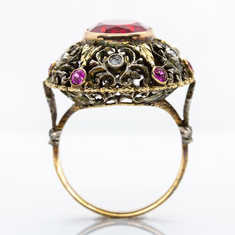 Original Victorian 18 Karat Gold and Silver Ruby and Diamond Ring at ...